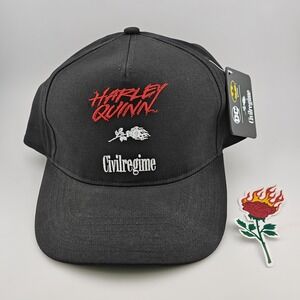 Civil Regime Harley Quinn Hat Cap Strap Back Mens One Size Black Logo DC Comics